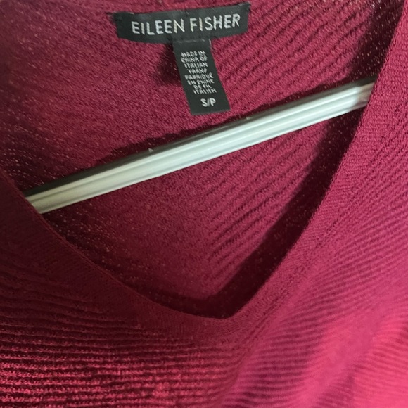 Eileen Fisher Rib Knit Wool V-Neck Top Peony Drop Shoulder Tunic Sweater Small - Picture 3 of 6